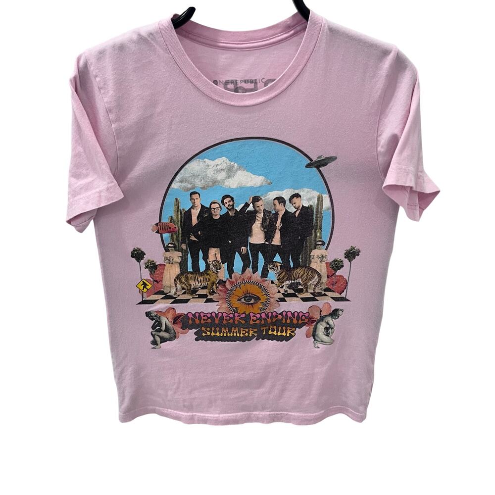OneRepublic 2022 Never Ending Summer Tour Pink Graphic T-Shirt Adult Small